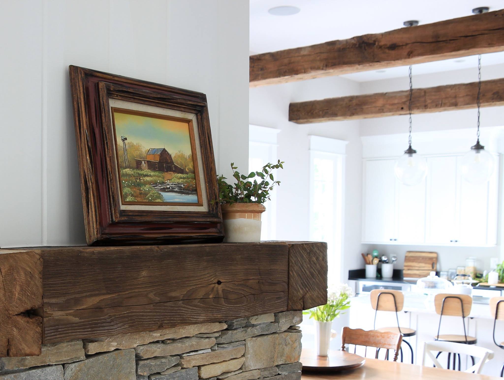 Vintage American Wormy Chestnut Beams and Mantels